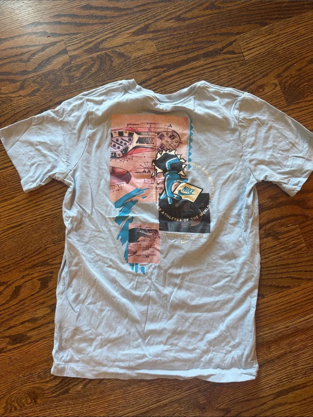 Nike White Short-Sleeve Tee with Blue Graphic Smiley
